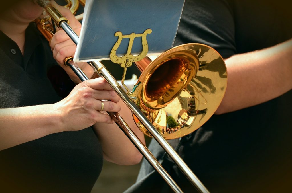 Image of someone playing the trombone