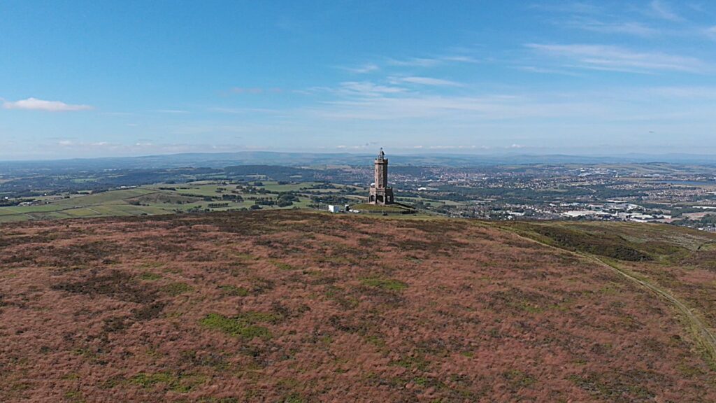 Photo of Darwen Tower in Lancashire and the surrounding moorland views