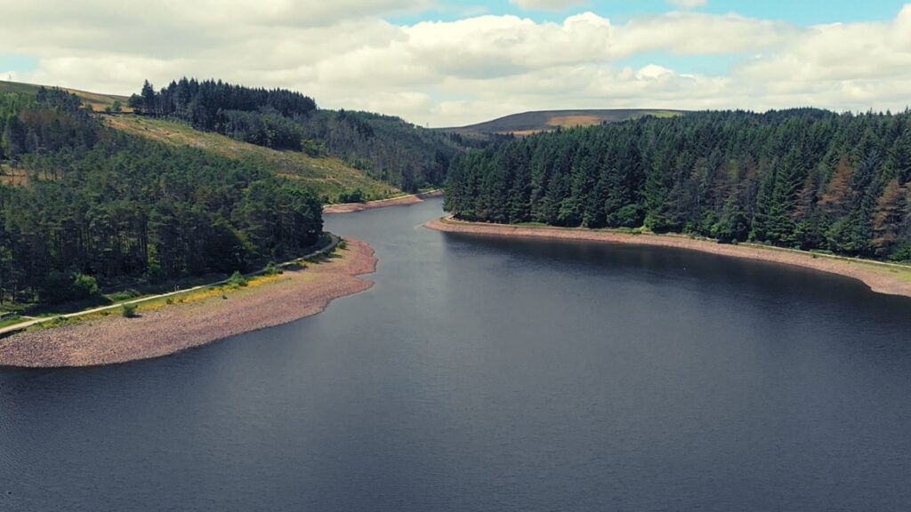 Aerial photo of Turton & Entwistle Reservoir in Bolton, Lancashire